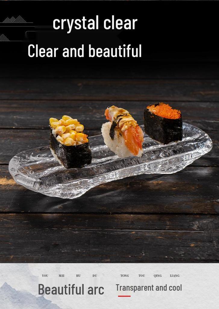 Sushi & Dessert Glass Plate - Rectangular INS Style for Home and Hotel Use