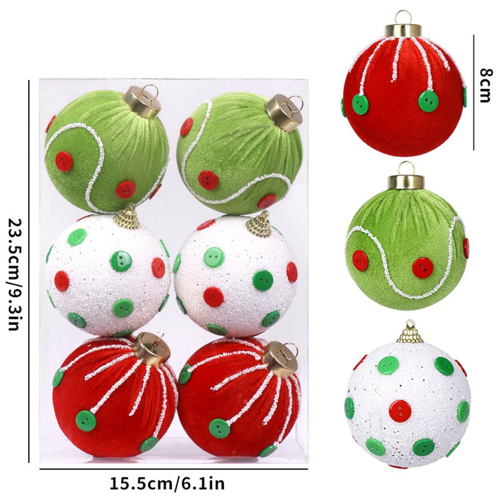 6 Pieces Foam Christmas Ball Set 8cm Ornaments with Hanging Loops for Tree Home Holiday Office and Event Decoration