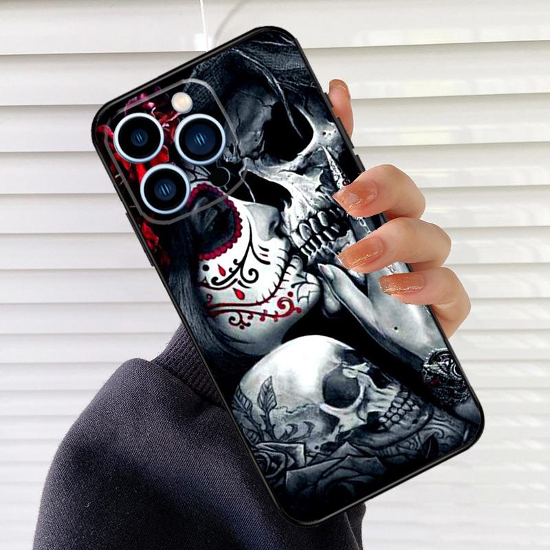 Catrina Beautiful Rose Girl Skull Phone Case For iPhone 17 16 15 14 11 12 13 Pro Max Mini 15 16 Plus 16e 17Air Cover Fundas