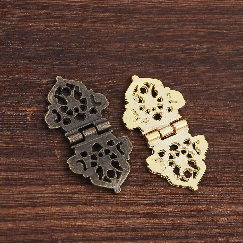 Door Decorative Vintage Chinese Style Lace Mini Furniture Hardware Hollow Flower Antique Butt Hinges