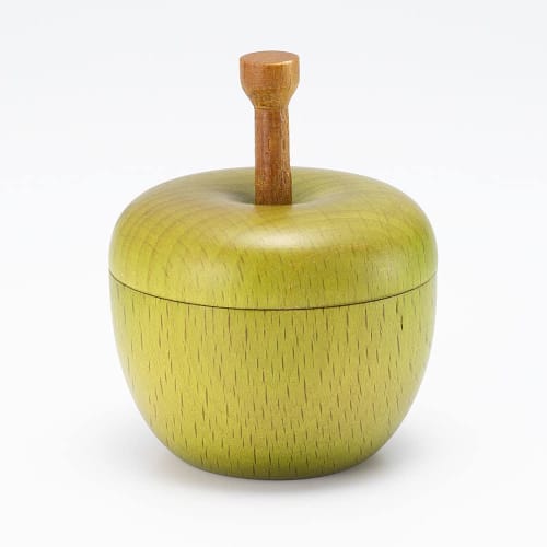 Takita Shoten Mini Applewood Urn, Apple Green, 5.5cm Diameter x 6.8cm Height, Made in Japan, for Memorial Service, Includes Certificate