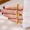 Vietnamese Gold Fortune Coin Bracelet - Ethnic Style, Long-Lasting Color Retention, Women’s Retro Clubbing Jewelry with Round Beads