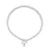 Korean S925 Sterling Silver Pearl Heart Bracelet - Elegant Retro Geometric Design for Women