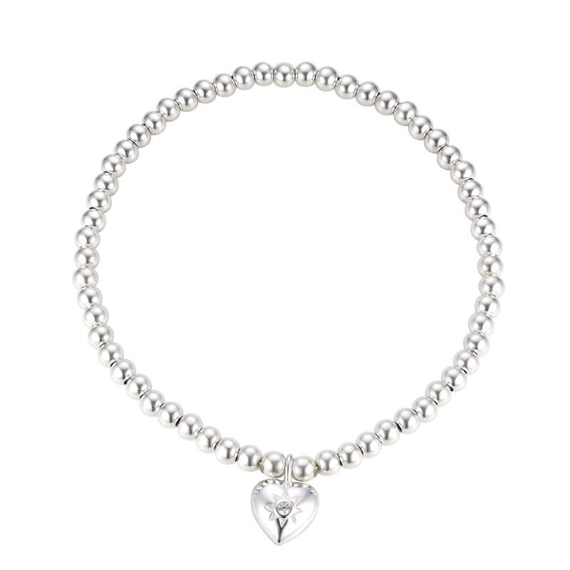 Korean S925 Sterling Silver Pearl Heart Bracelet - Elegant Retro Geometric Design for Women