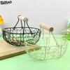 Metal Wire Storage Basket With Handle Portable Fruit Bread Egg Organizer Holder Creative Fruit Basket For Kitchen Home Picnic
