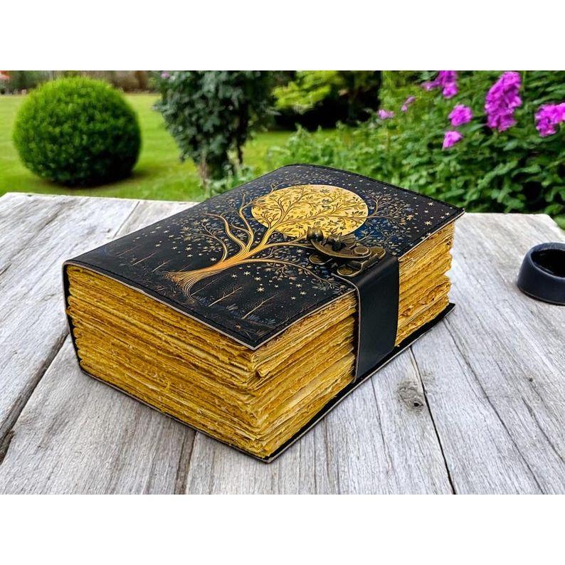 Grimoire Leather Journal For Women, Handmade Tree of Life, Blank Spell Book of Shadows, Junk Journal, Gift For Him Her