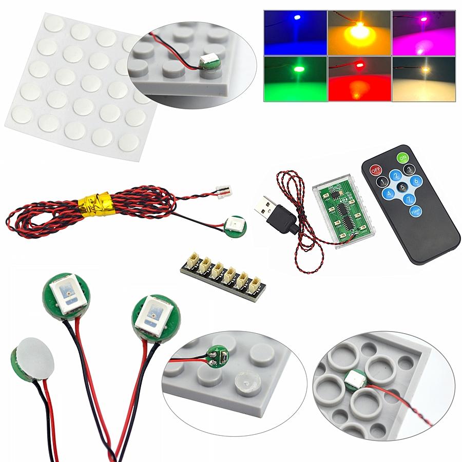 DIY 0.8mm Pin 1x1 1x2 1x4 Length 50cm SMD LED 2835 Remote Control Building Block Flash Lamp City Street Light Bricks