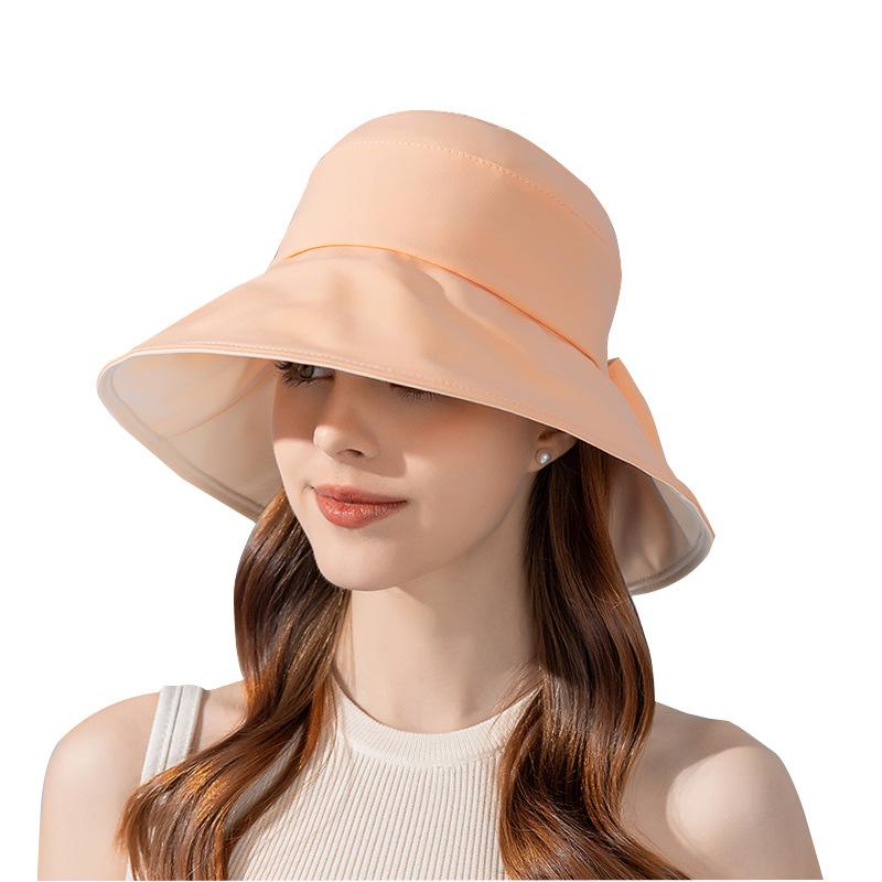 Two-color bow bucket hat summer outdoor play sunshade sunscreen hat fashion versatile big eaves hat children