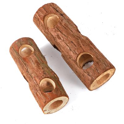 Pet Hamsters Mouses Wood Tunnel Tube Forest Hollow Tree Trunk Teeth Grinding Natural Wood Chew Toys for Small Pet Supplies 1 Pc