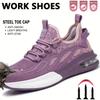 Women Safety Shoes For Work Safety Boots Breathable Steel Toe Puncture Proof Sport Work Sneakers Construction Security Boots