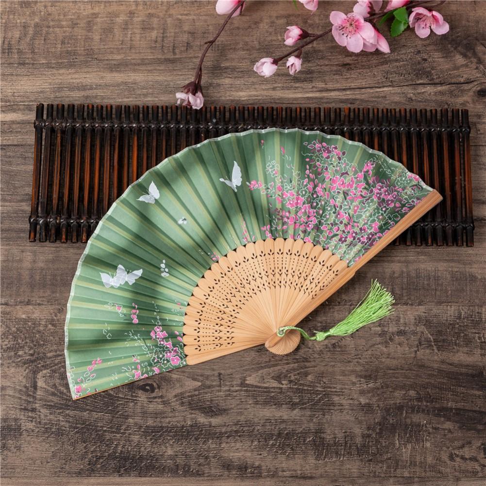 For Cherry Blossom Pattern Folding Fan Handmade with Polyester for Asian Wedding Favor Party Reception and Outdoor Event Use