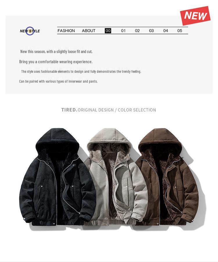 2026 Men's Hooded Reversible Cotton Jacket - Plush Winter Outerwear Fashion Trend