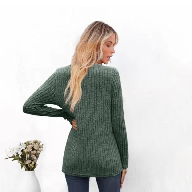 Women's Fall/Winter Zip-up Shirred Casual Long-sleeved T-shirt Top