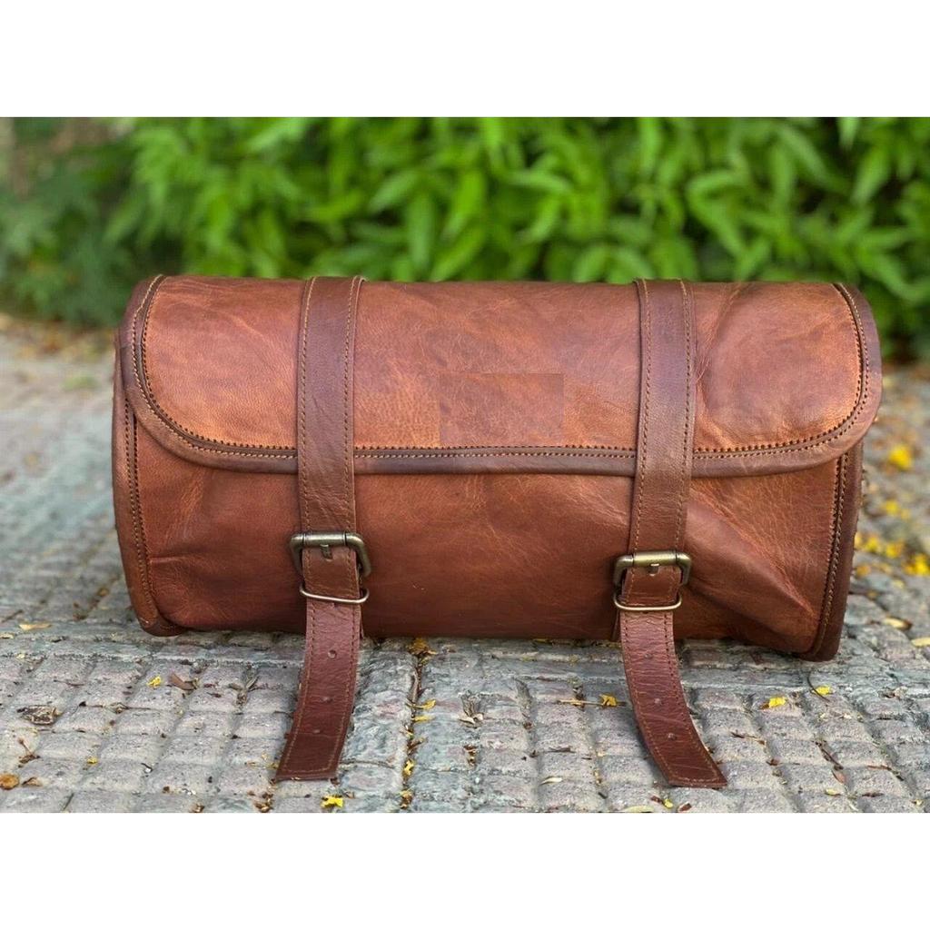 Motorcycle Leather Large Tool Bag Luggage Saddle Bag Storage Tool Pouch