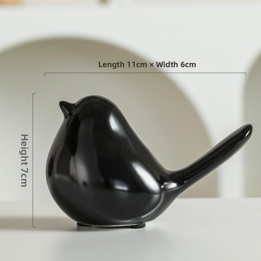 Nordic Style Bird Sculpture Modern Bookshelf Bird Ceramic Figurines Black White Art Deco Animal Statue Ornaments Table Display