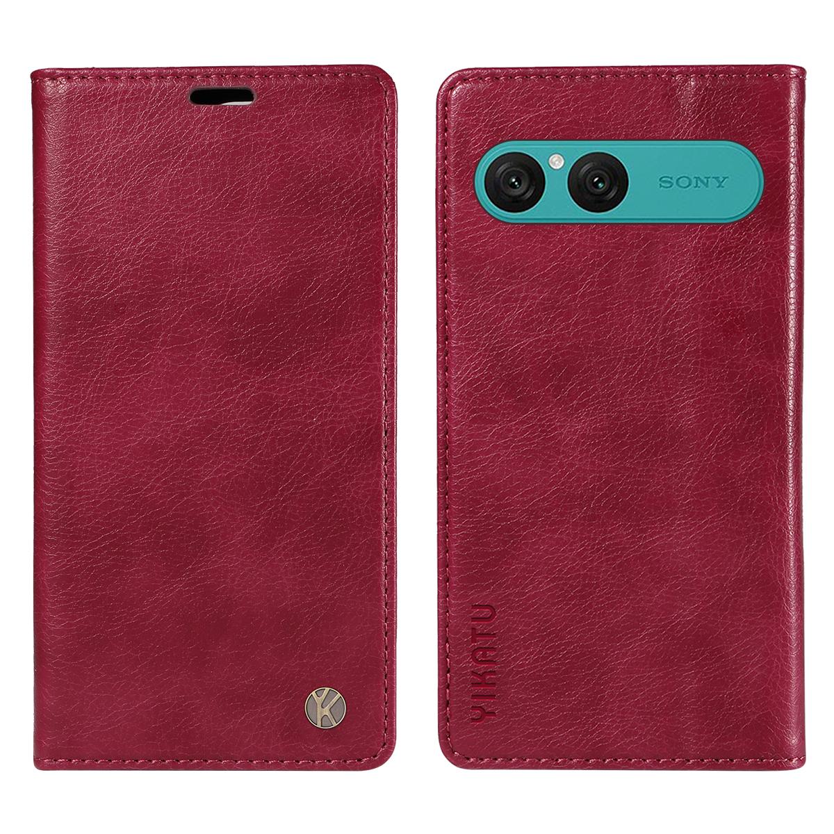 

For Sony Xperia 10 VII Wallet Case YIKATU YK-006 Magnetic Closure Leather Phone Cover Litchi Texture