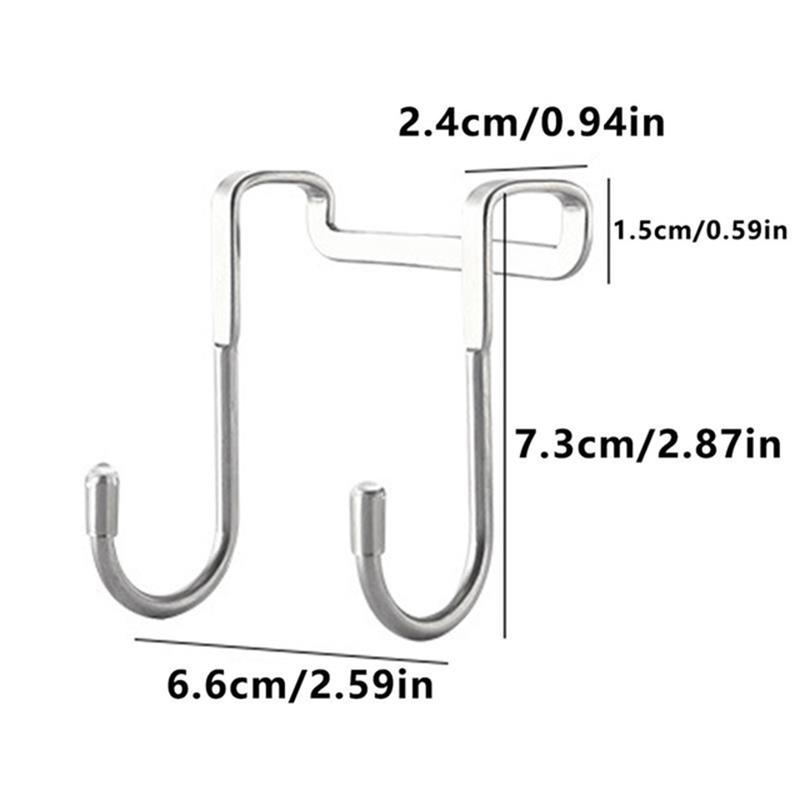 S-Shaped 304 Stainless Steel Cabinet Door Multi-Purpose Hook Towel Hanger Hat Holders Clothing Storage Racks Kitchen Bathroom 1 Piece