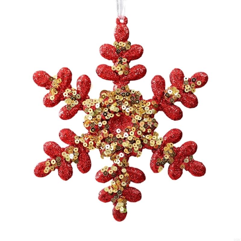 Weather proof Snowflake Christmas Decors Glittered Acrylic Hanging Piece for Multiple Scene