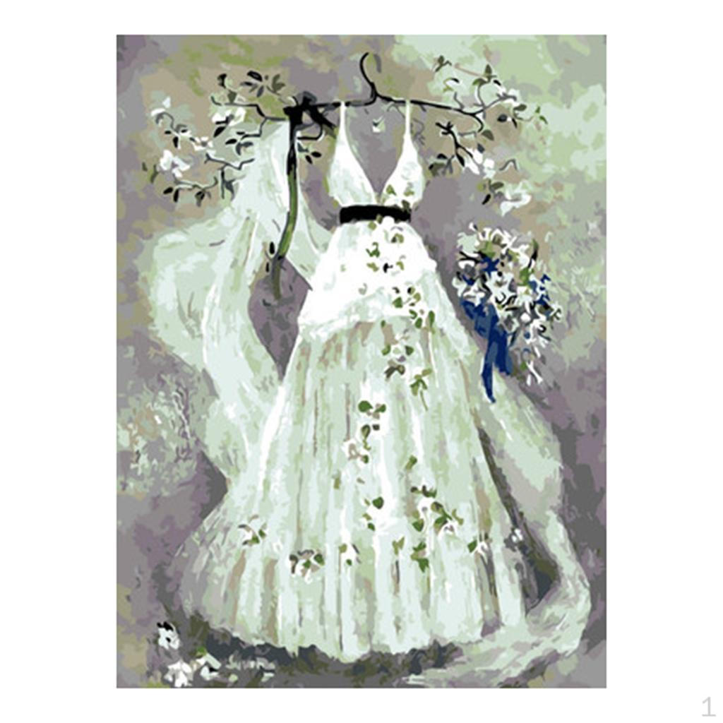 by number kits 16*20 inch, Large, frameless Wedding Dress