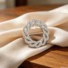 Vintage Scarf Ring Rotary Flower Rhinestone Brooch Pin for Women 3-Slot Adjustable Elegant Scarf