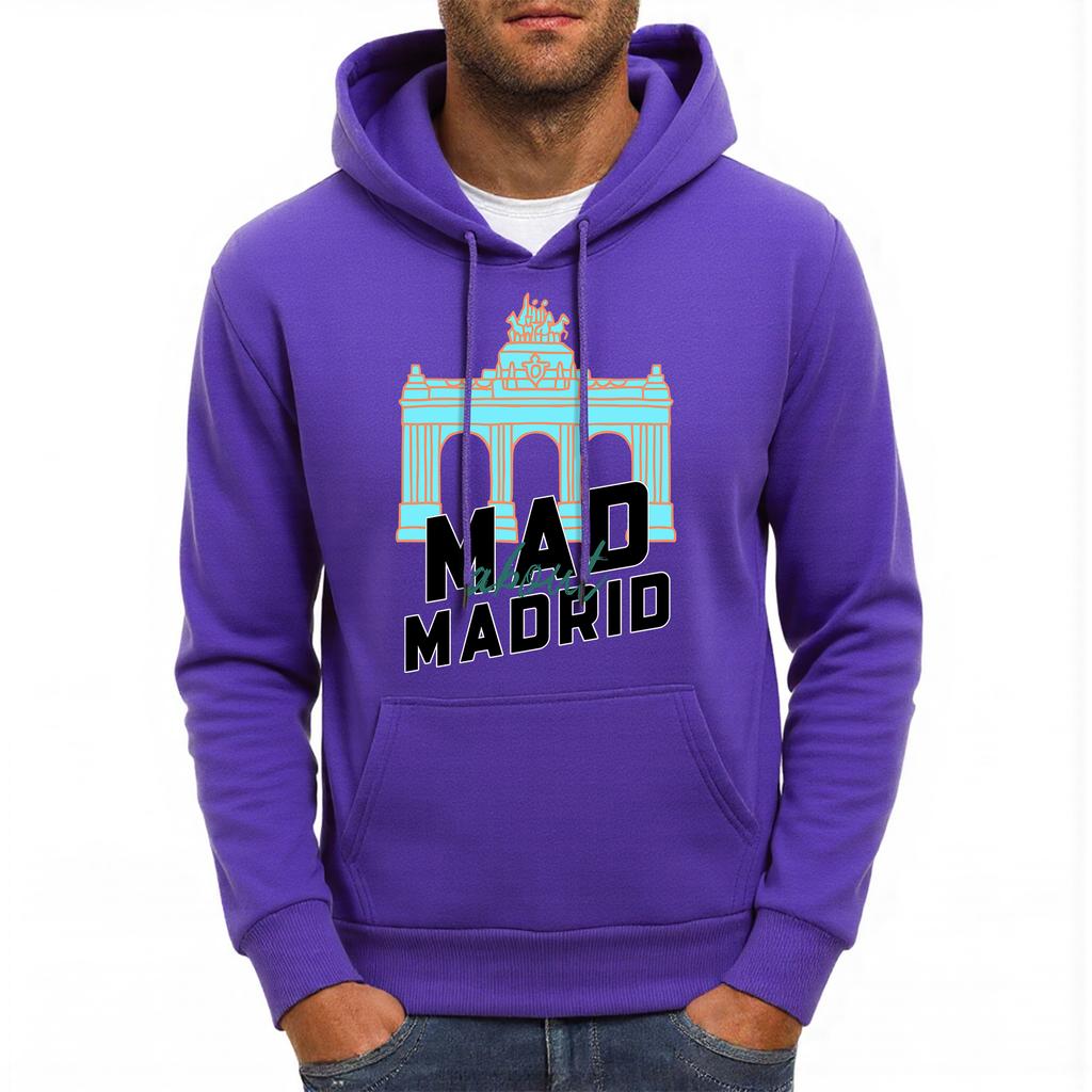 Madrid Alcala Sliding Door Printing Mens Hoodies Hip Hop Loose Unisex Streetwear Casual Pocket Hoody Autumn Fleece Male Pullover