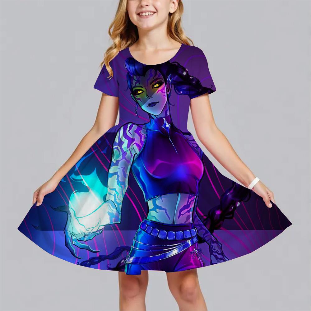 

Літні сукні для принцес, дівчаток, тварини, коти, вечірка, день народження, дитячий костюм, Мисливиця, Kpop, Мисливці на демонів, сукня 160