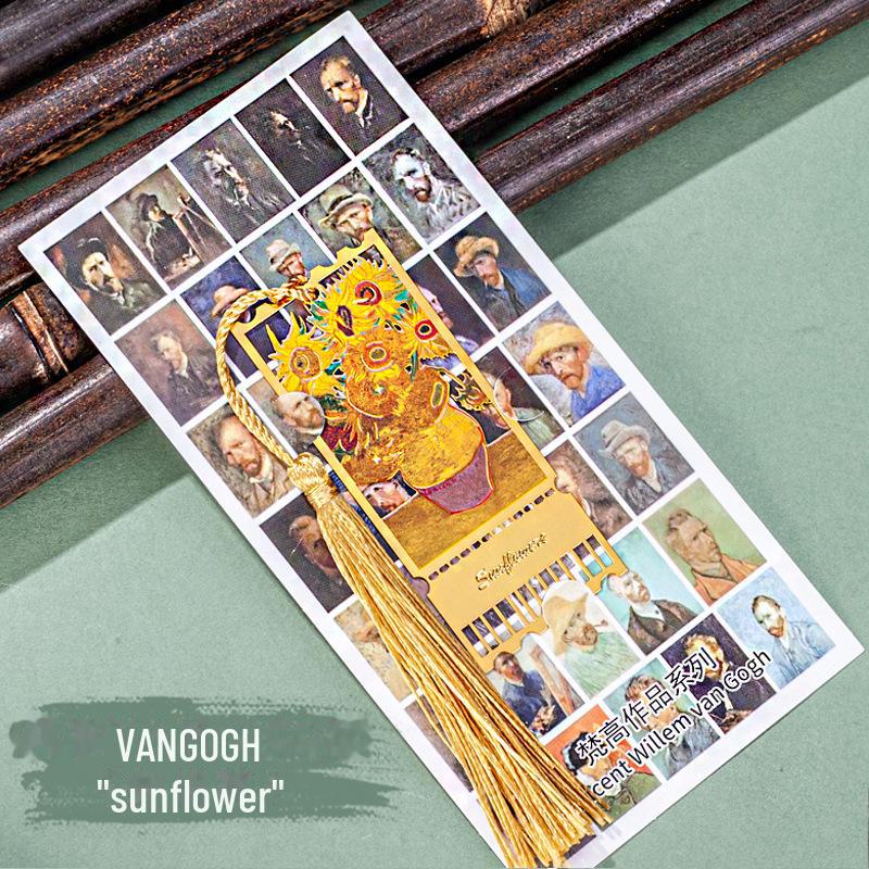 Set elegant de semne de carte metalice: Cutie cadou de Anul Nou pentru studenți, inspirată de pictura în ulei.