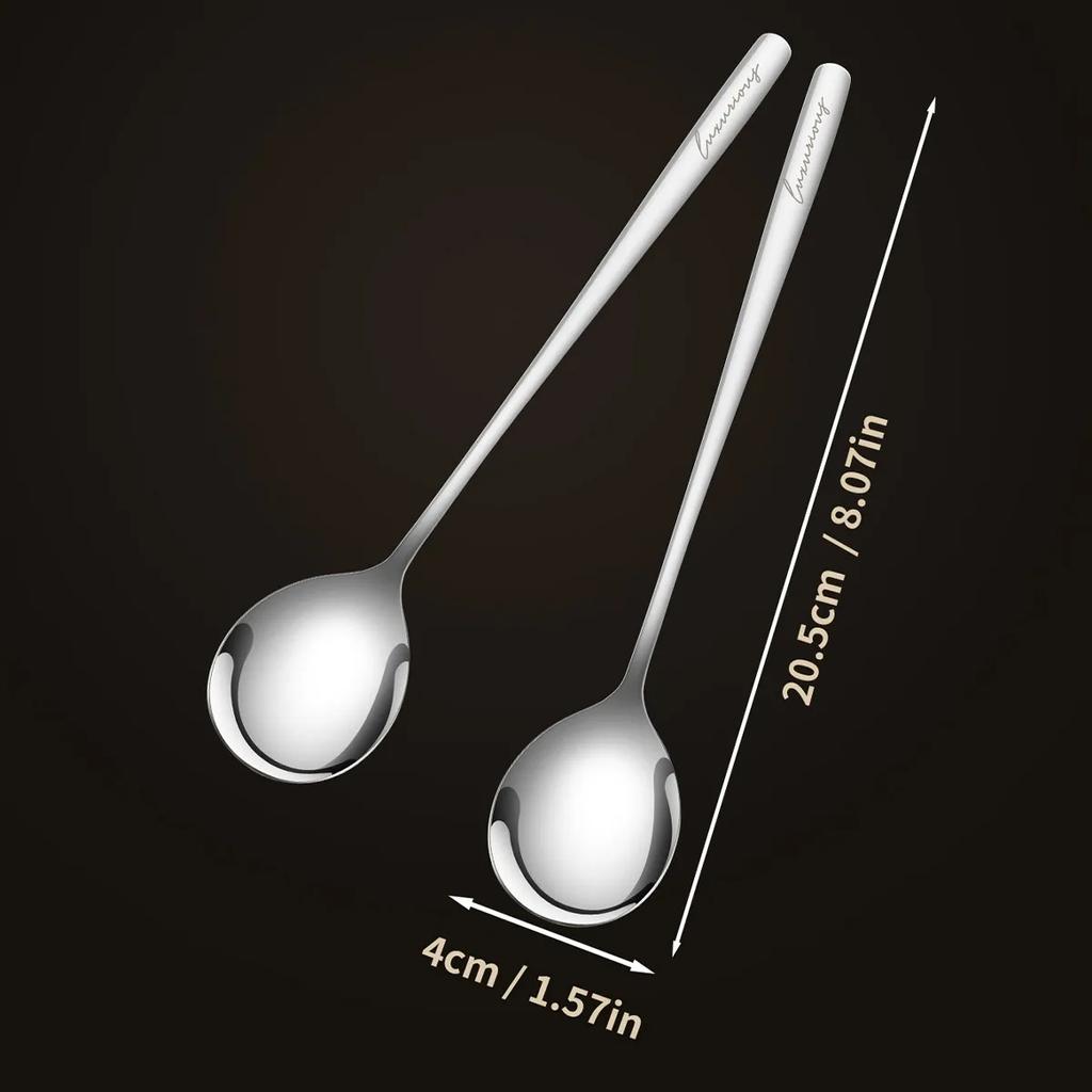 VERDTKJØP 316 rustfri stålskje Husholdningsservise Langskaft suppeskje Koreansk stil skje Kjøkkenøse Rundhodeskje