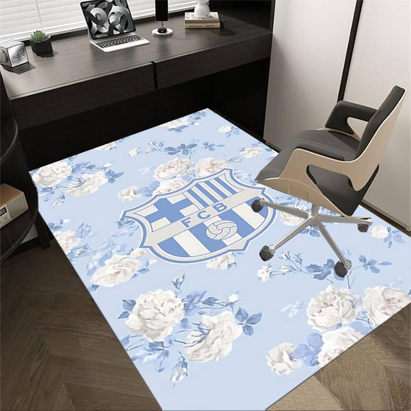 

1pc FCB, Floral Carpet Anti Slip Polyester Floor Mat for office.Bedroom 60cm by 90cm