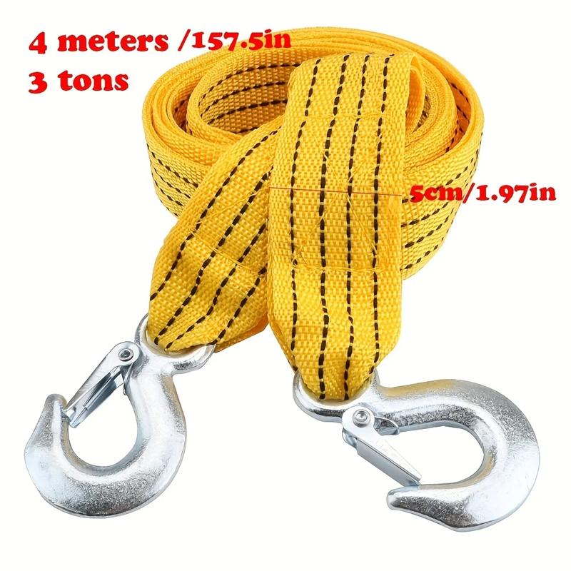 1Pcs Vehicle Traction Rope Car Safety Emergency Trailer Car Tow Rope Spot 157.48 Inch 3 Tons Eagle Hook Trailer Rope