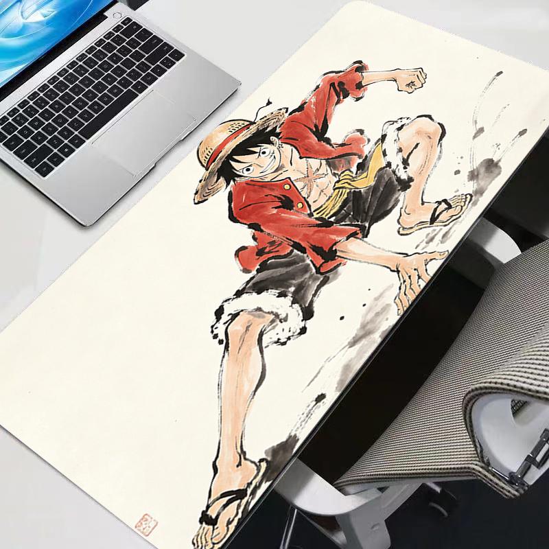 Gaming Mousepad One Piece Luffy Ink Wash Painting Computer Rug Gamer Mouse Pad Natural Rubber with Locking Edge Gaming Mouse Mat
