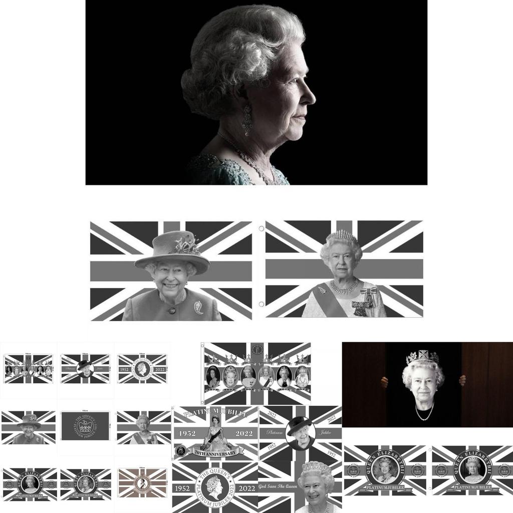 Elizabeth II Königin Trauerflagge Polyesterstoff Für Tribut- und Gedenkausstellung
