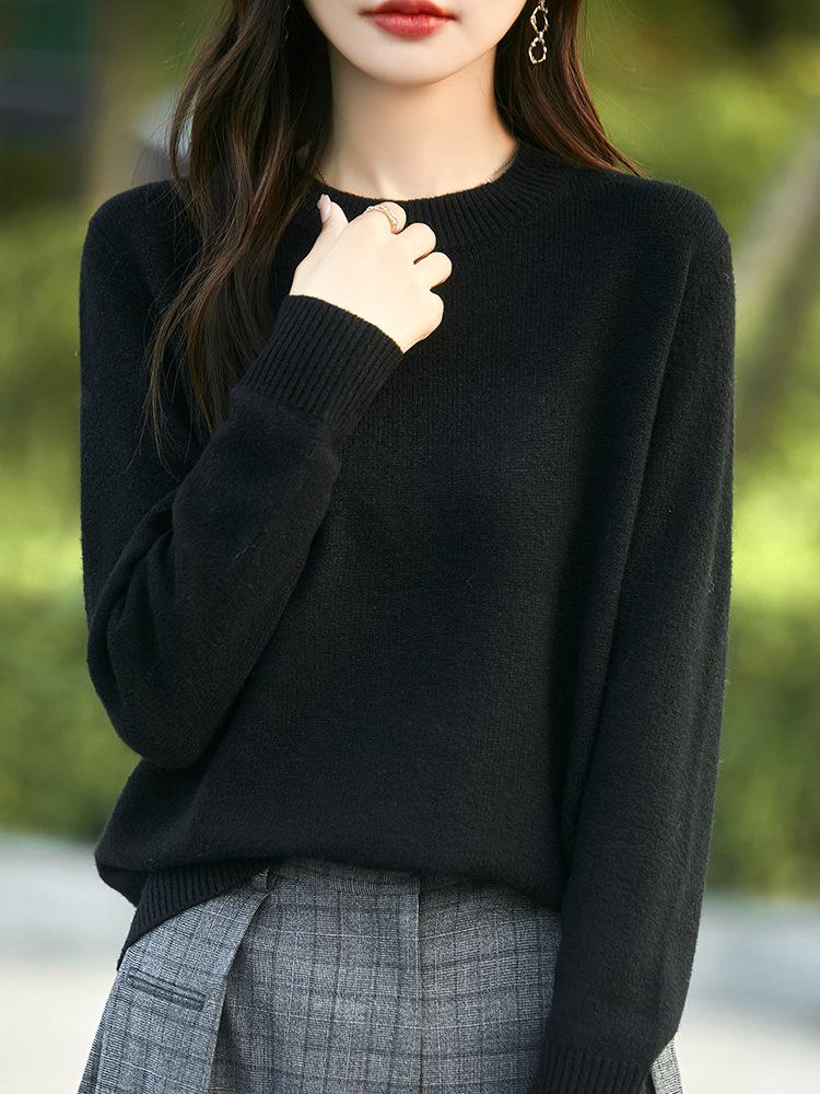 Women's Loose Fit Speckled Yarn Pullover Sweater - Heather Round Neck Knit for Autumn/Winter