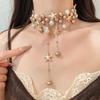 Bohemian Starfish Choker Pearl Bead Summer Clavicle Chain Fashion Starfish Necklace  Holiday Choker