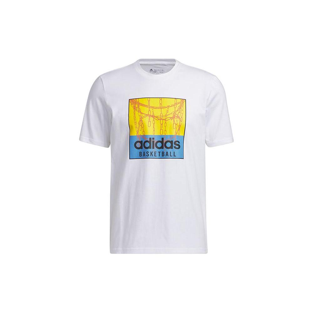 adidas T Shirts Men's White Crew Neck Moderate Straight Fit IC1861