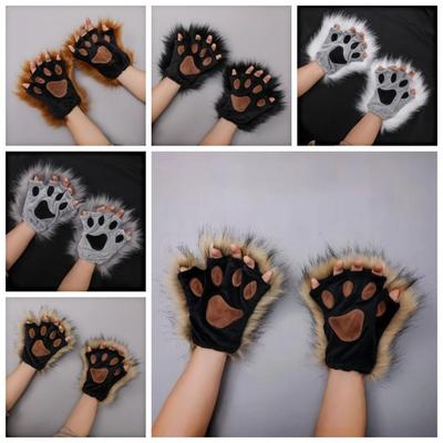 Polyester Halloween Gloves Wolf Claw Cat Paw Mittens Bear Paw Gloves  Cosplay