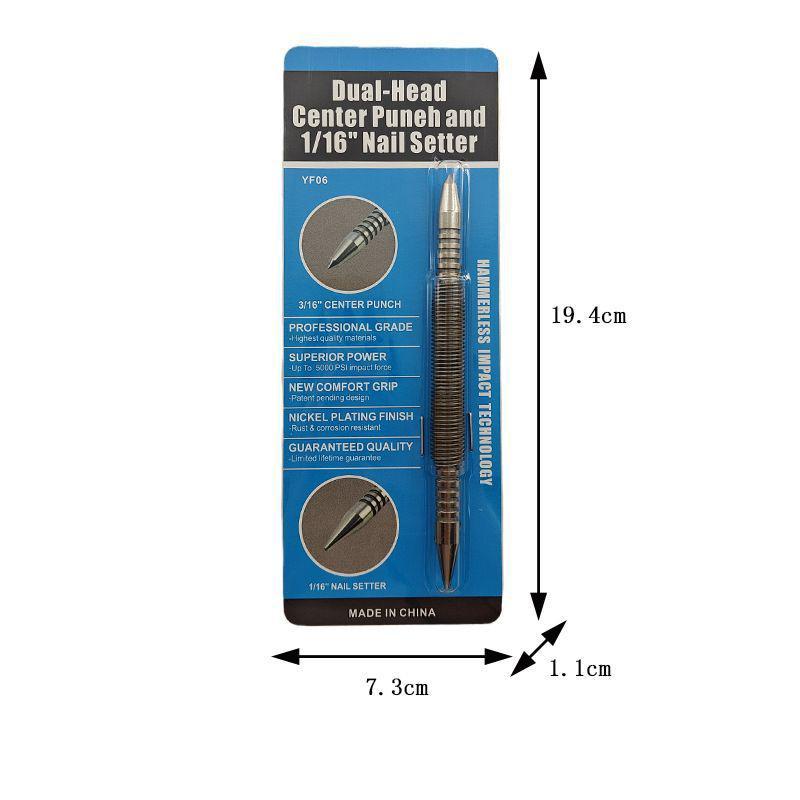 Spring Center Punch Woodworking Metal Drill Hammerless Dual Head Nail Setter Spring Loaded Door Hinge Pin Remover Tools