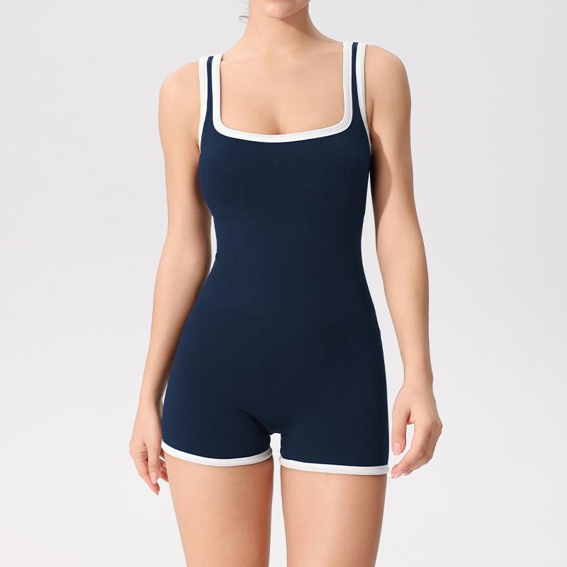 

Женский противоударный спортивный комбинезон с нагрудными вкладышами для бега, фитнеса и воздушной йоги M темно-синий