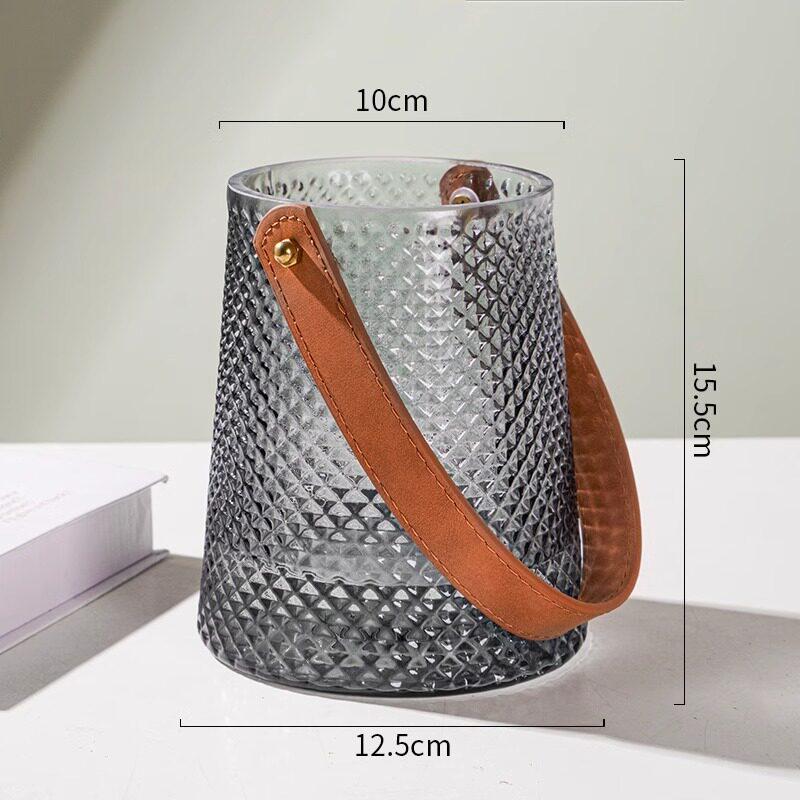 Nordic Glacier Glass Vase for Fresh Flowers, Large Transparent Hydroponic Flower Arrangement Decor for Living Room.