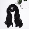 Women Scarf Solid Color Long Wide Crumple Thin Decorative Soft Perspective Wrinkled Scarf Clothes Accessory