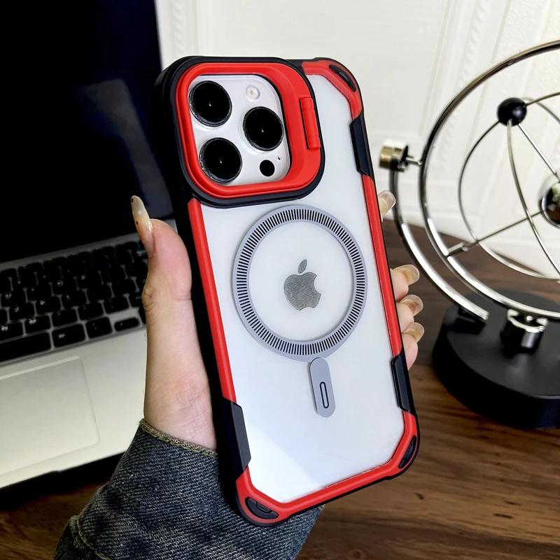 Shockproof Armor Transparent Magnetic Phone Case For iPhone 16 15 14 13 12 Pro Max Plus 11 For Magsafe Adsorption Cover