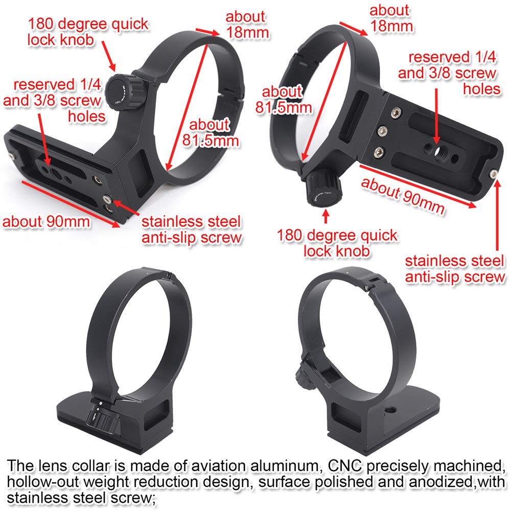 iShoot CNC Aviation Aluminum Lens Support Tripod Mount Specially Designed for Tamron Di VC USD with Quick Release Compatible with and BENRO Ball Heads