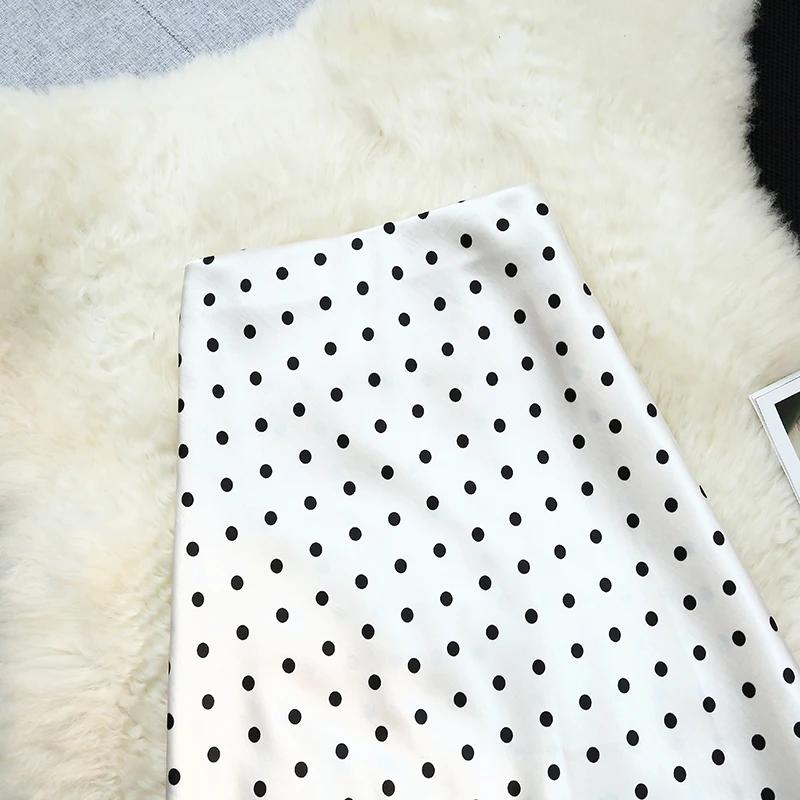 Seoulish Vintage Polka Dot Satin Mermaid Skirts for Women 2026 New Spring Summer High Waist Casual Mid Length Women's Skirts