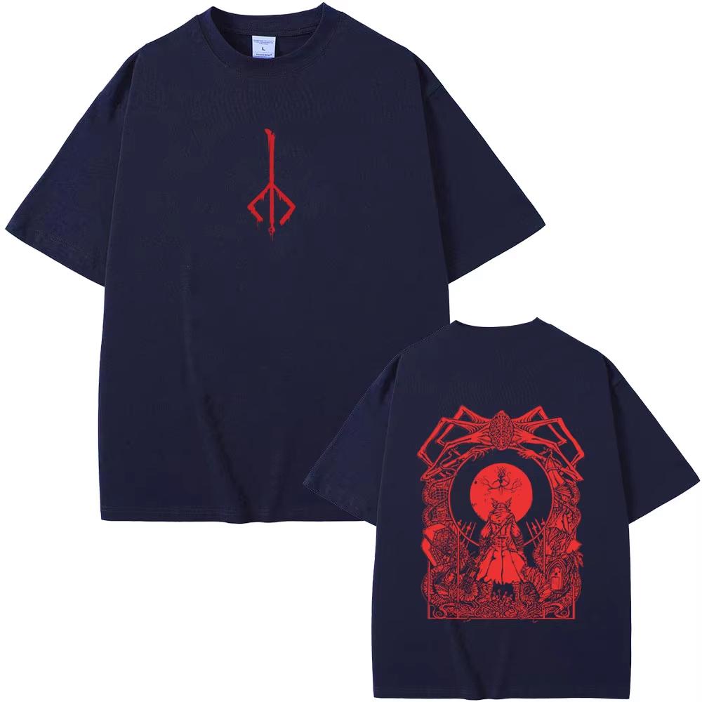 Maglietta Grafica Bloodborne Cacciatore dell'Orrore Merch T-shirt Uomo Donna Casual Vintage Cotone Magliette Maschile Manica Corta Top