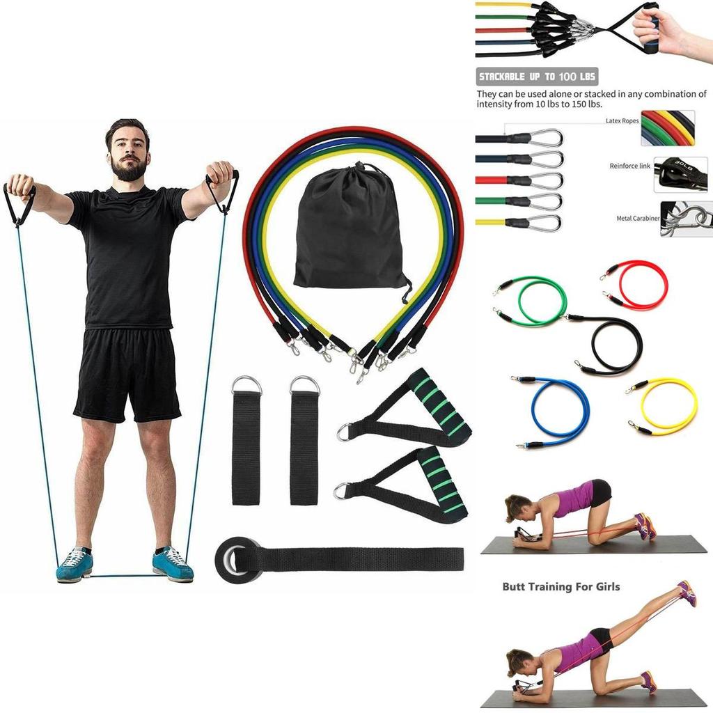 Versatile 11pcs/set Resistance Bands Exercise Rubber Tubes For Home Gym Training