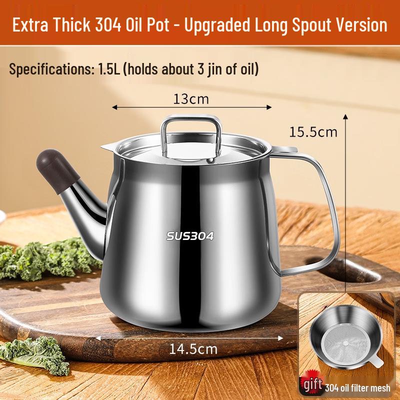 

Hanyou Stainless Steel Oil Pot with Long Spout