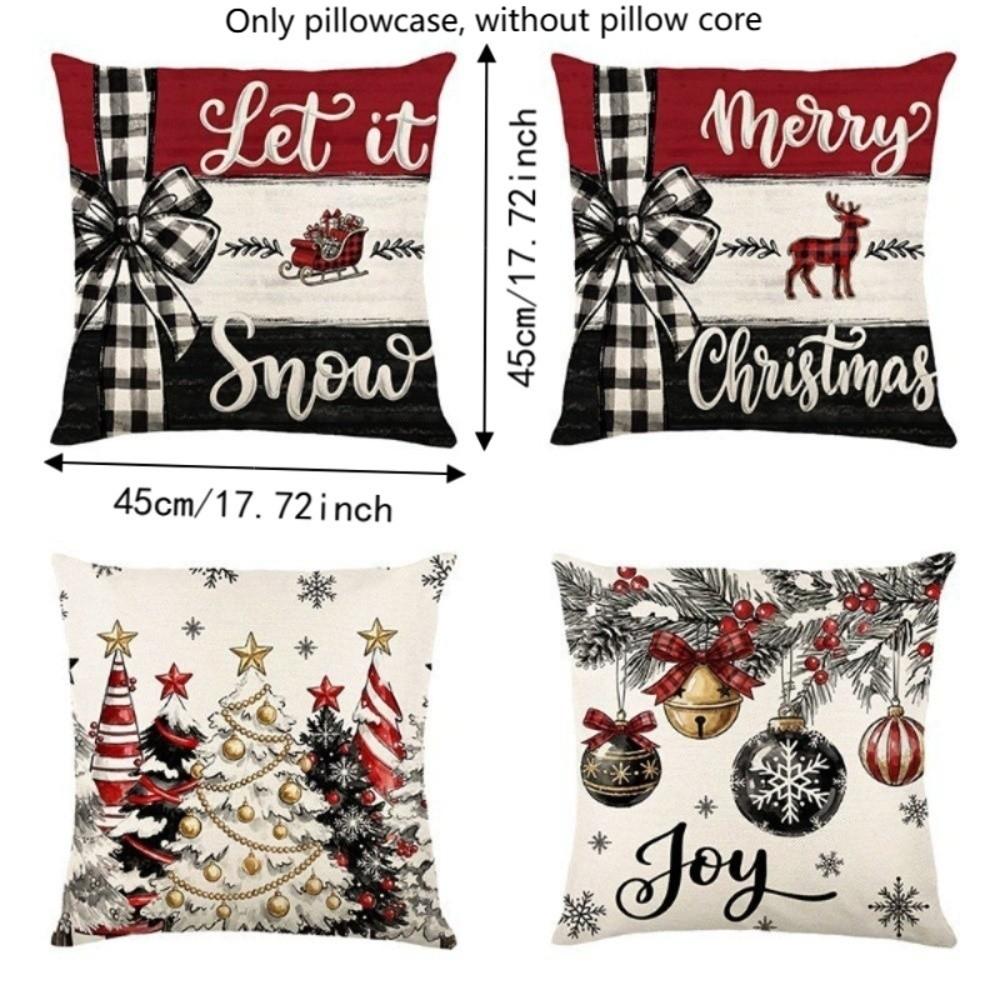 Elk Deer Christmas Pillow Cover Linen Xmas Tree Pillowslip Snowman Pillow Cover Living Room Sofa