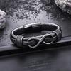 8-character leather braided bracelet with unique retro style stainless steel clasp jewelry for both men and women
