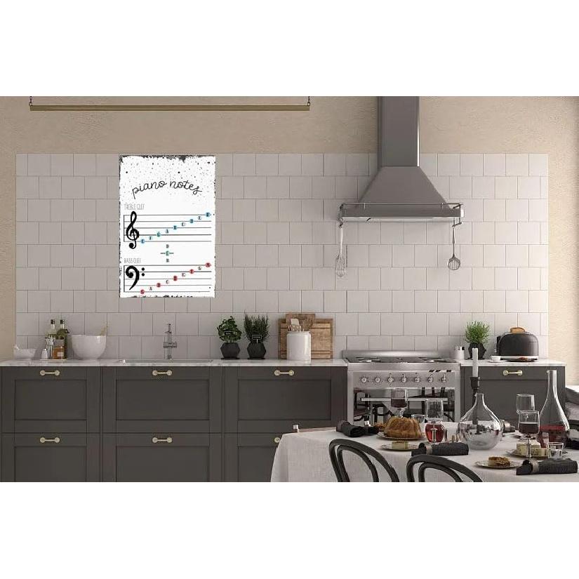 Music Education Music Poster Theory Piano Notes Bass Clef Treble Clef Educational Print Teacher Staff Metal Tin Sign Wall Decoration 8x12 Inch
