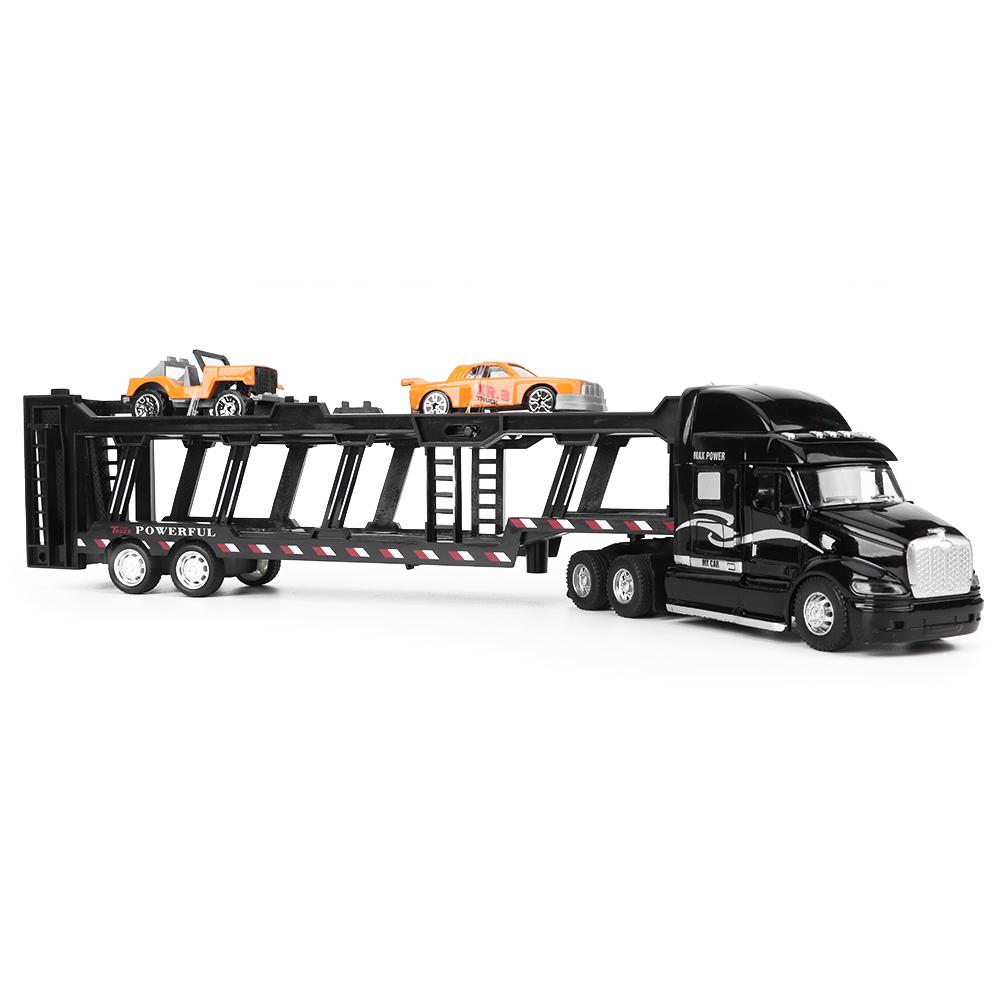 1:48 35CM Alloy Truck Model Simulation Light Sound Effect Vehicles Toy with 2pcs Car